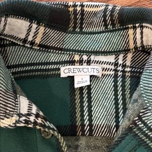 Crewcuts Forest Green and Cream Plaid Shirt